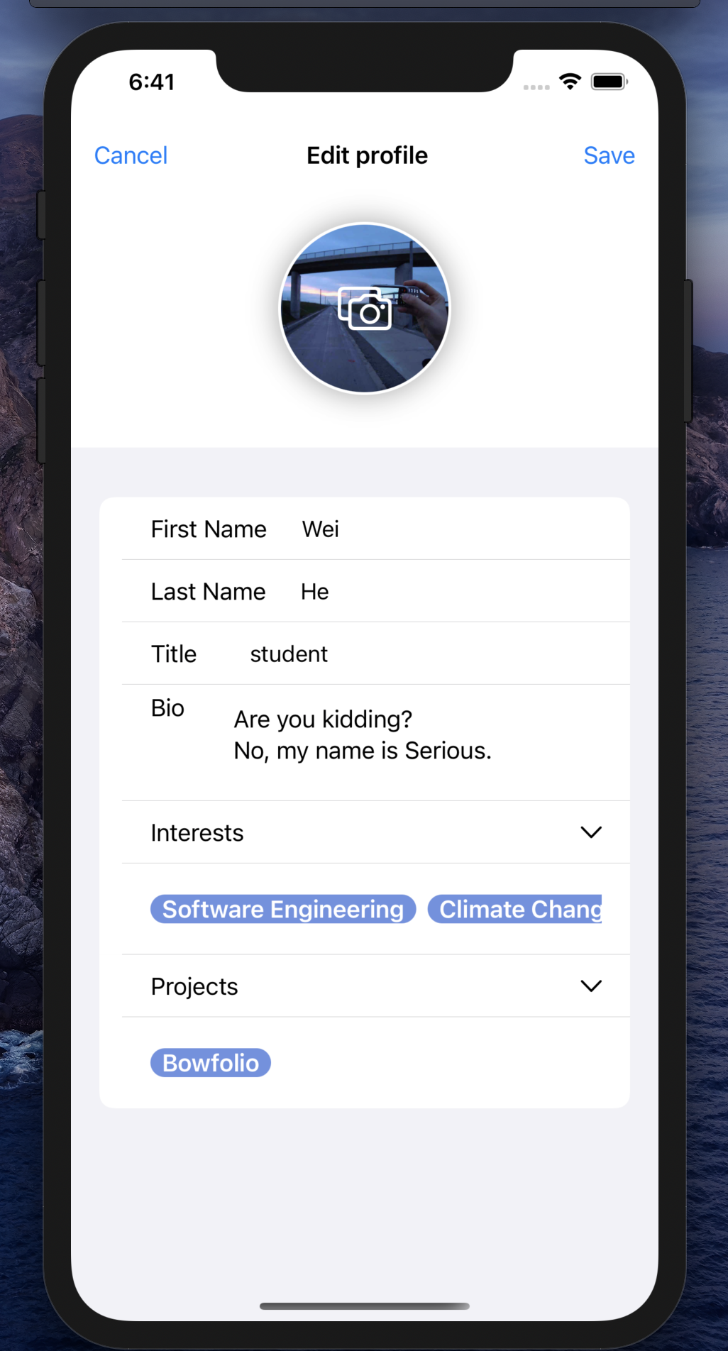Edit Profile View