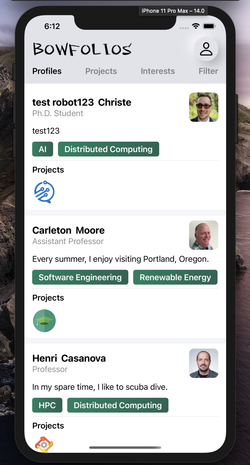 Profiles View