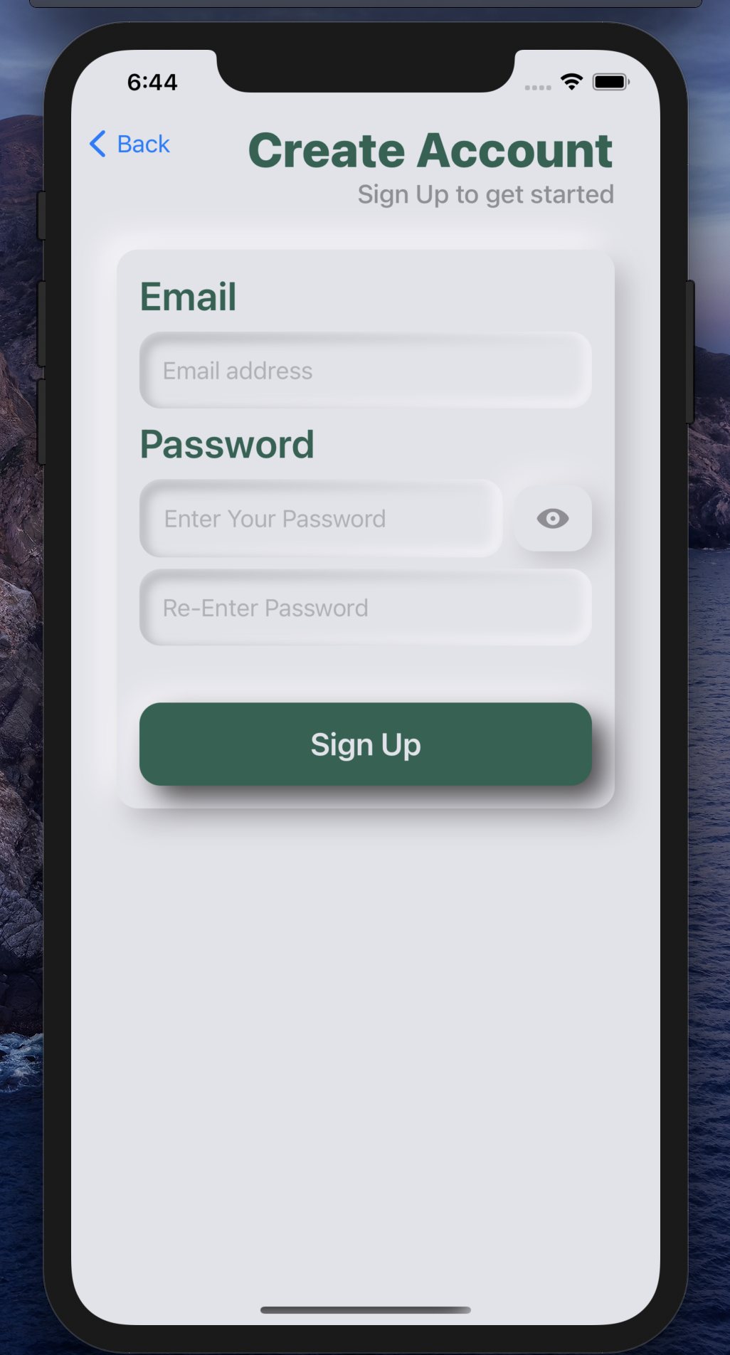 Sign Up View